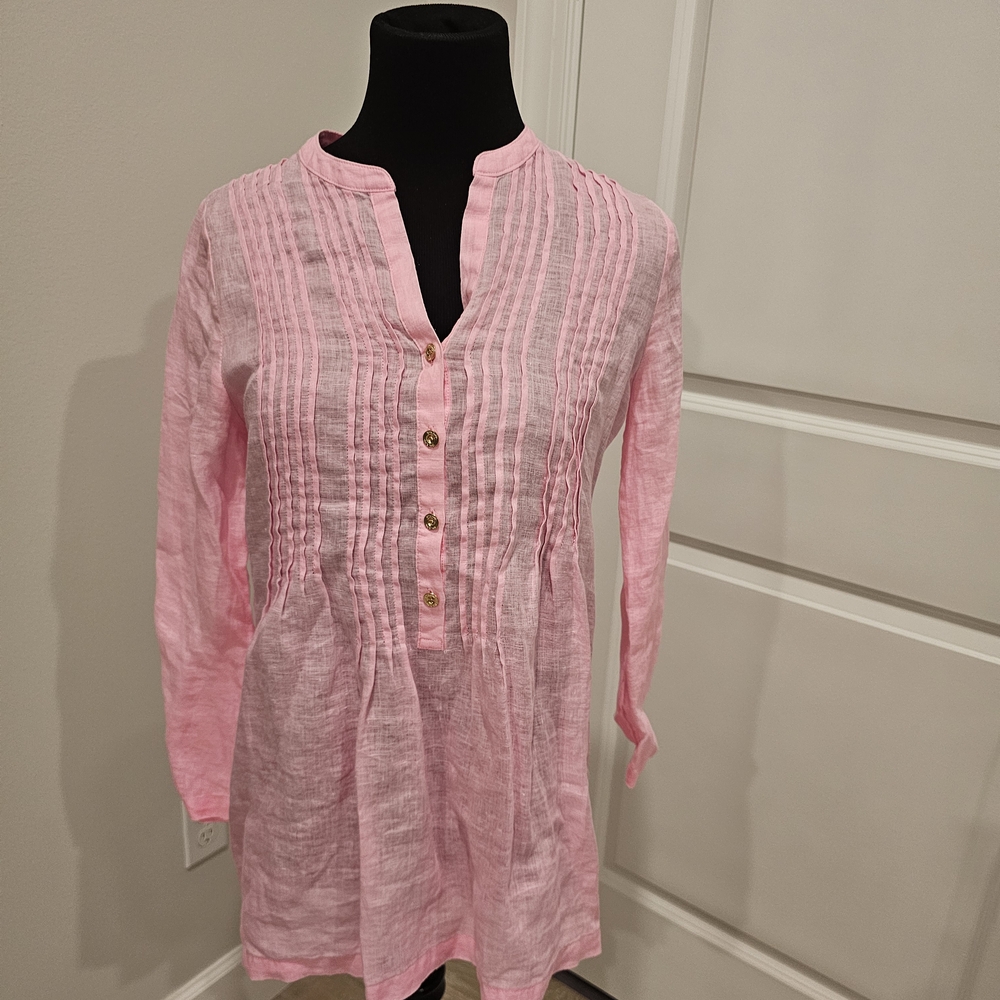 Lilly Pulitzer Pink Tunic with Gold Buttons